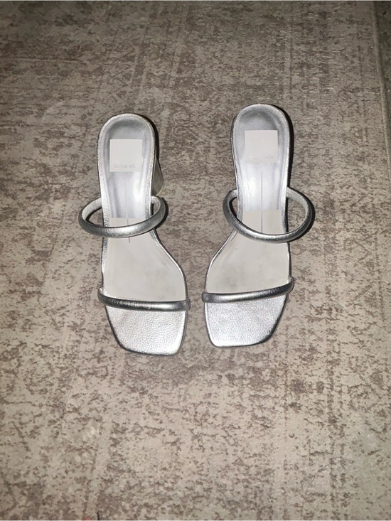 Dolce Vita Shoes - Silver Two-Strap Womens Slide Sandals